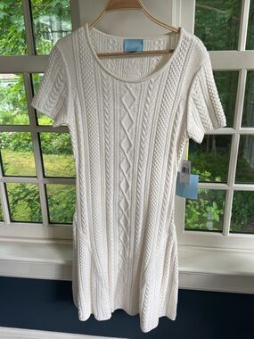 CeCe Cream Knit Sweater Dress